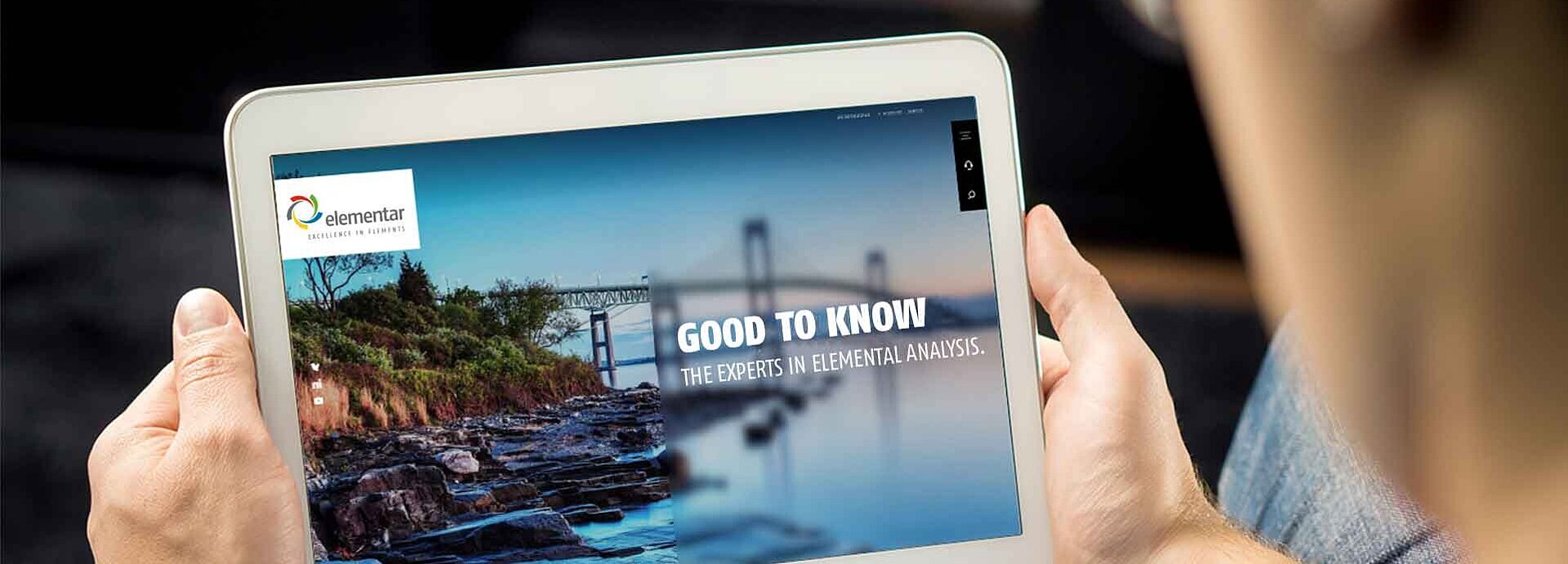 Man looking at an iPad screen
