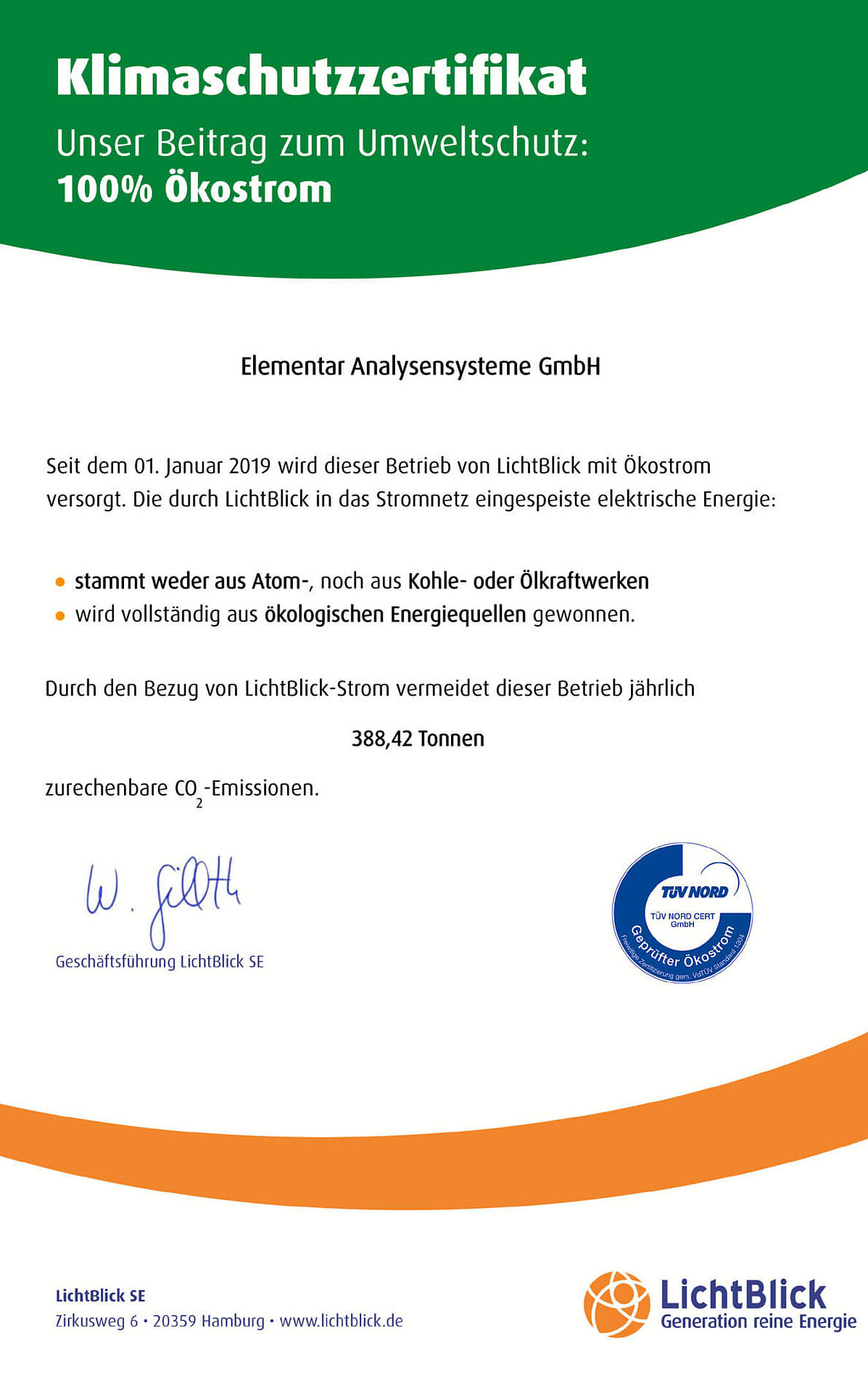 Klimaschutzzertifikat