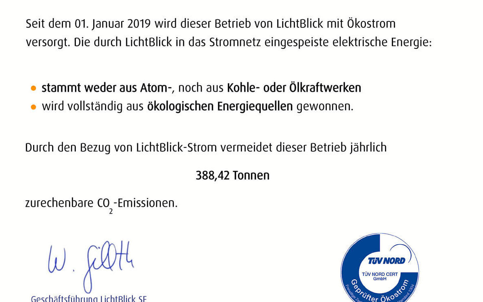 Climate protection certificate