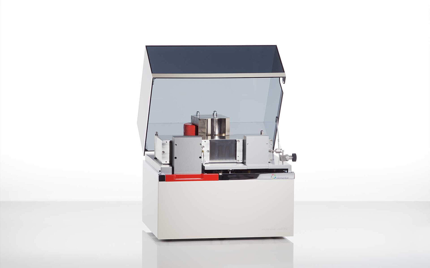 Isotope ratio mass spectrometer isoprime visION with open hood