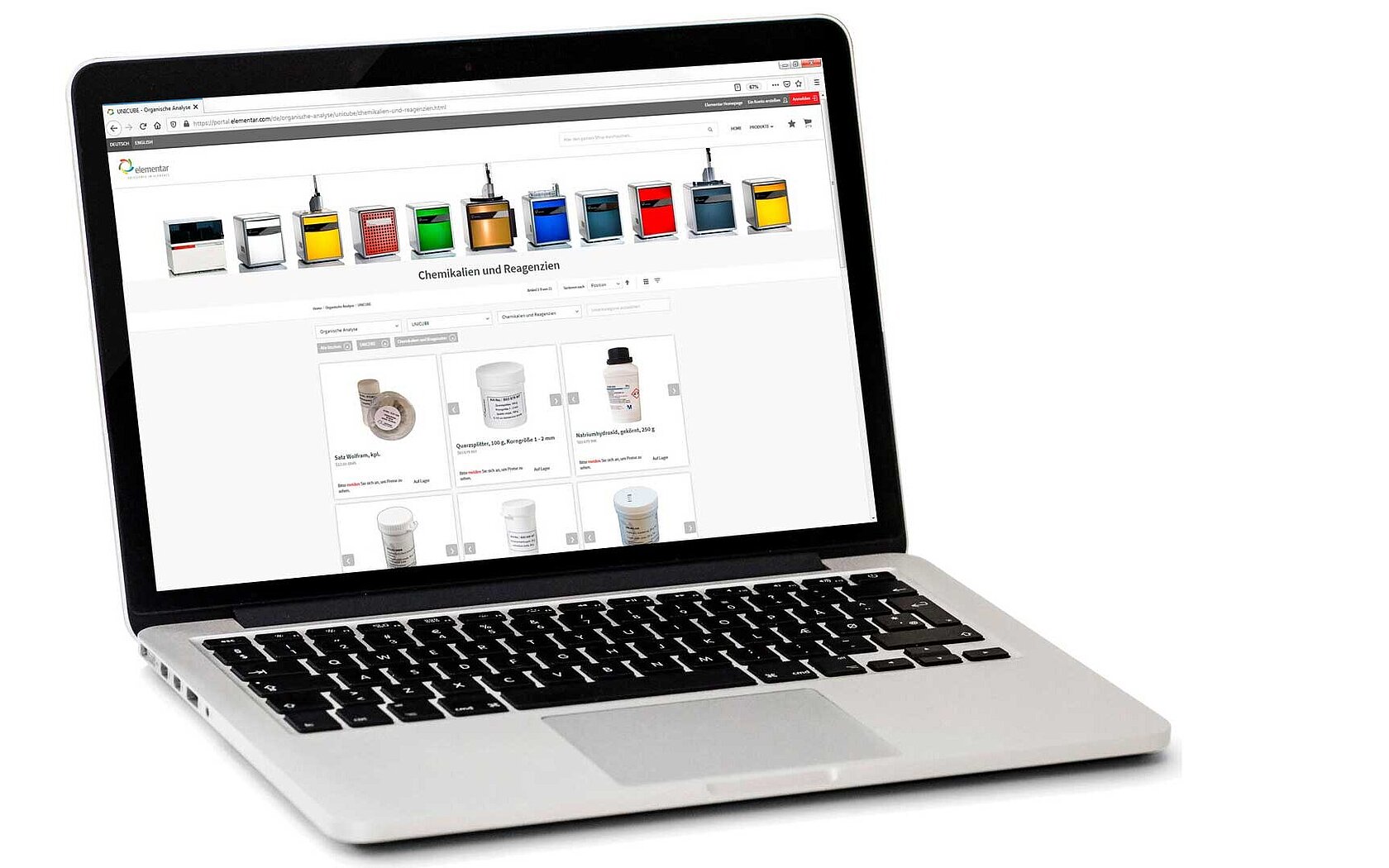 Elementar Kundenportal, dargestellt auf einem Laptop