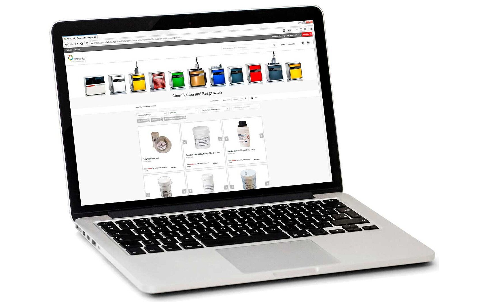 Elementar Kundenportal, dargestellt auf einem Laptop