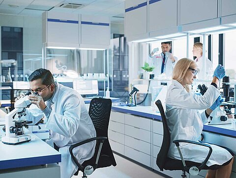 Pharmaceutical lab with two employees