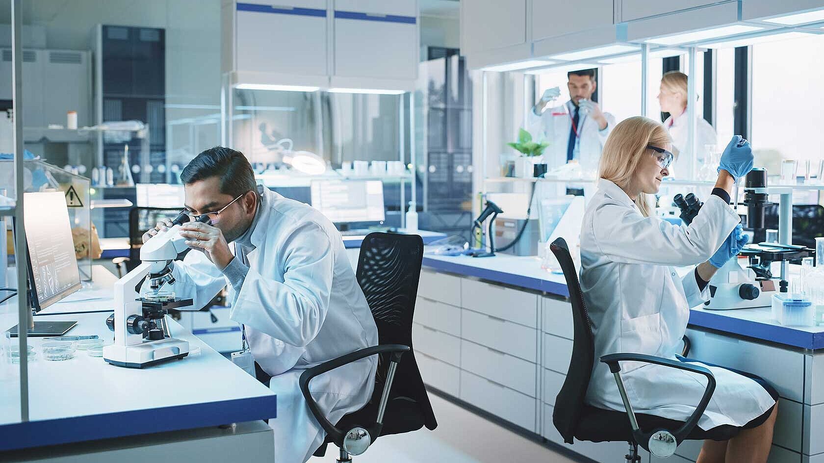Pharmaceutical lab with two employees