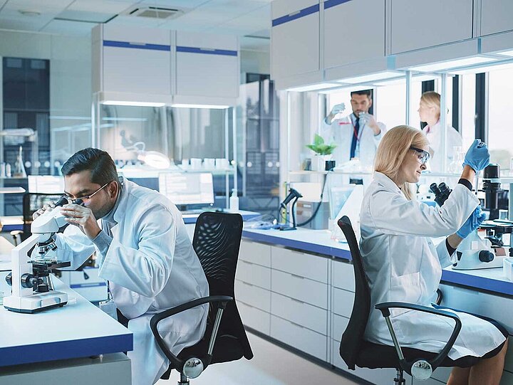 Pharmaceutical lab with two employees