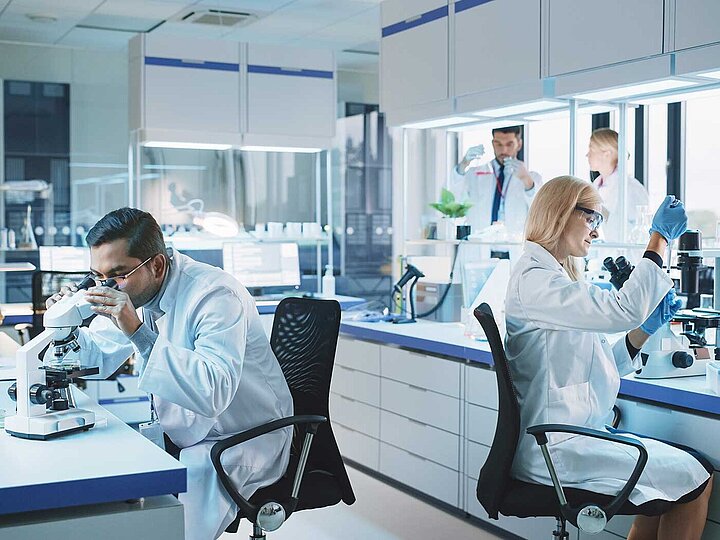 Pharmaceutical lab with two employees