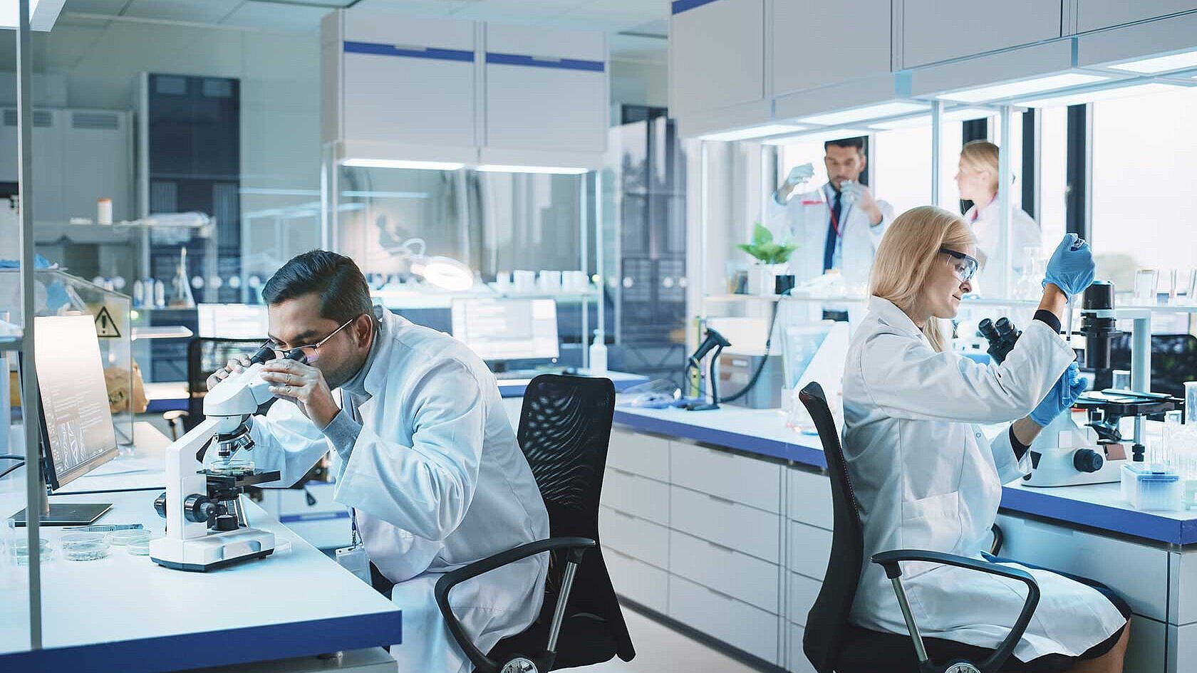 Pharmaceutical lab with two employees