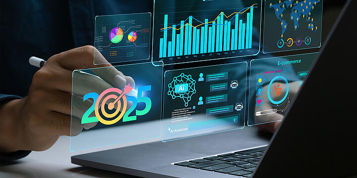 Picture showing a laptop and some modern 2025 data