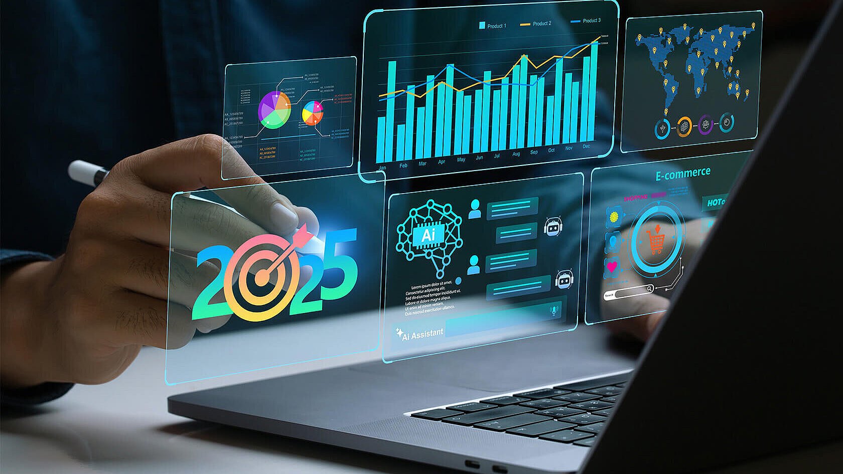 Picture showing a laptop and some modern 2025 data