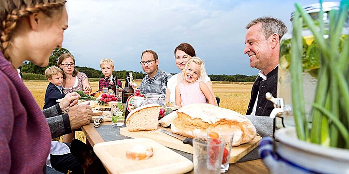 Family picknick in the field