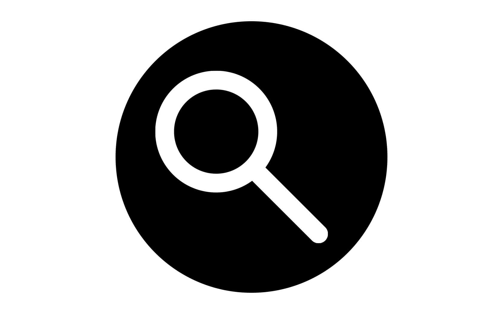 Schwarzes Symbol mit Lupe