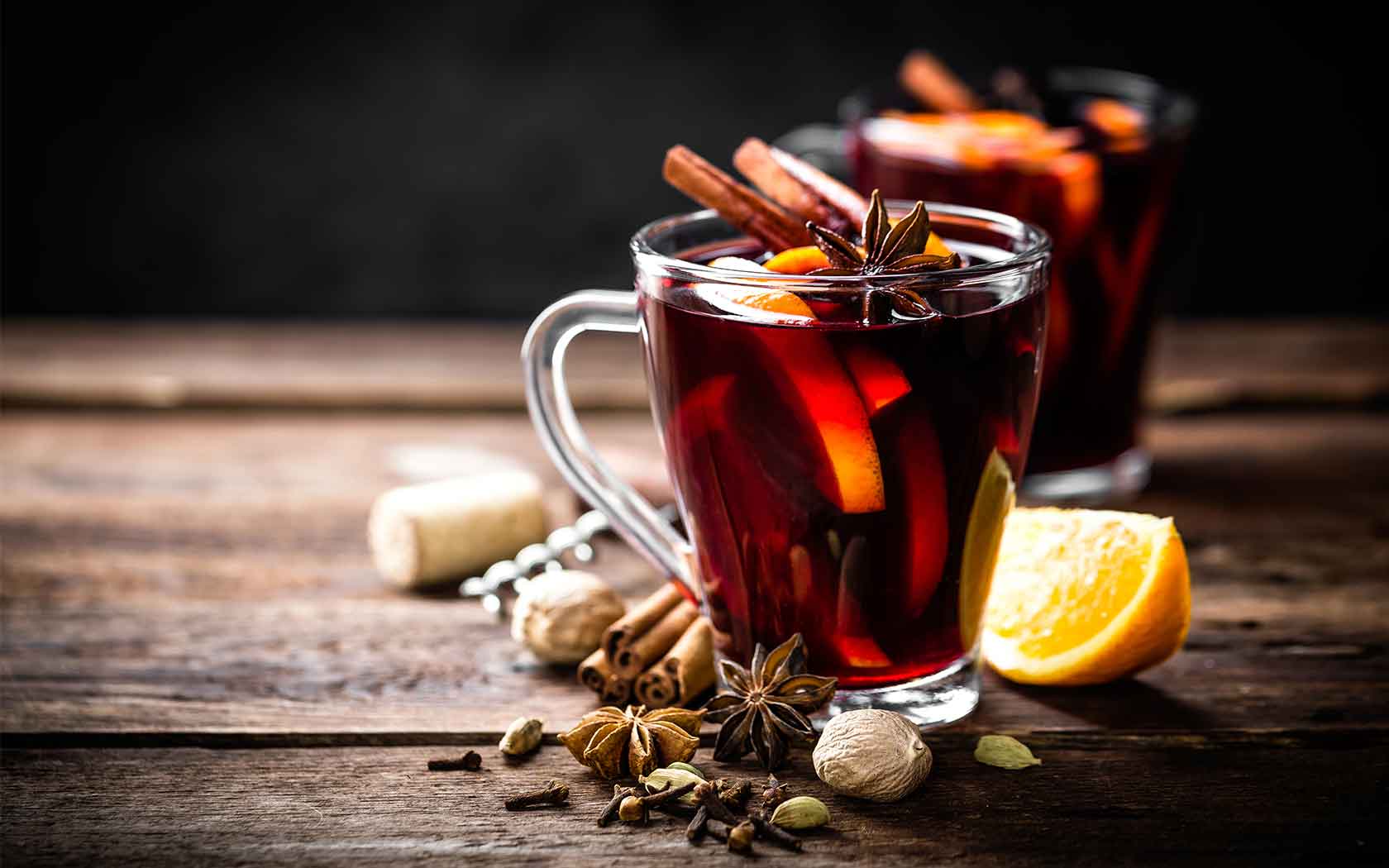 Glass with mulled wine